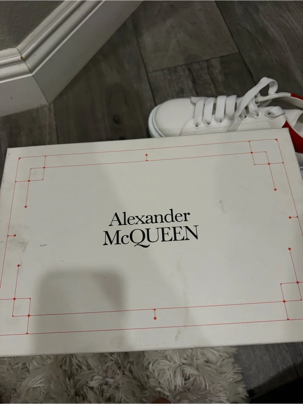 ALEXANDER MCQUEEN OVERSIZED LEATHER SNEAKERS WHITE/RED MEN SIZE 12 EU 46